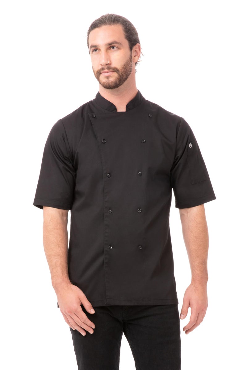 Chef Works معطف الطهاة للرجال من شيف ووركس أفينيون بيسترو، أسود، كبير جداً - Image 1